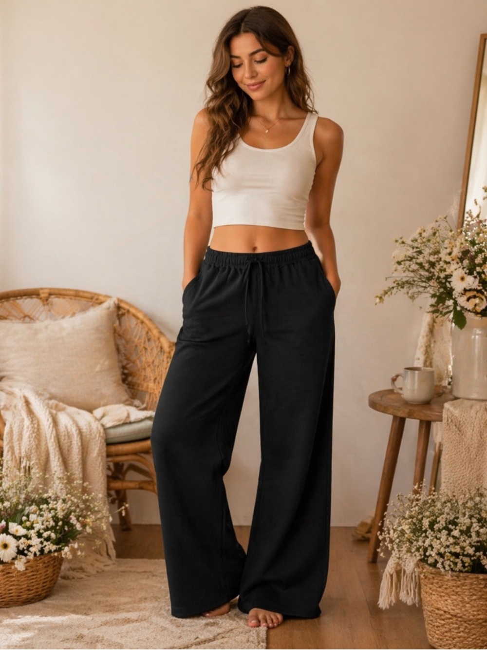 Rewash Black Wide Leg Pants. Size Small